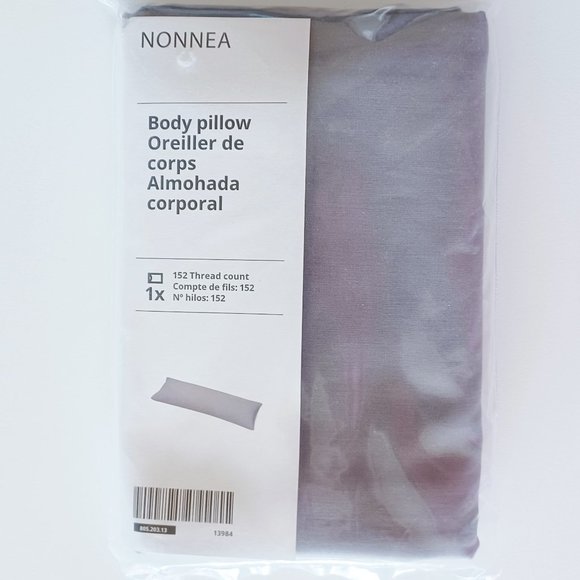 Ikea Nonnea Gray Body Pillow 50 x 20 in Pillowcase Cover 100% Cotton NEW - Picture 1 of 2